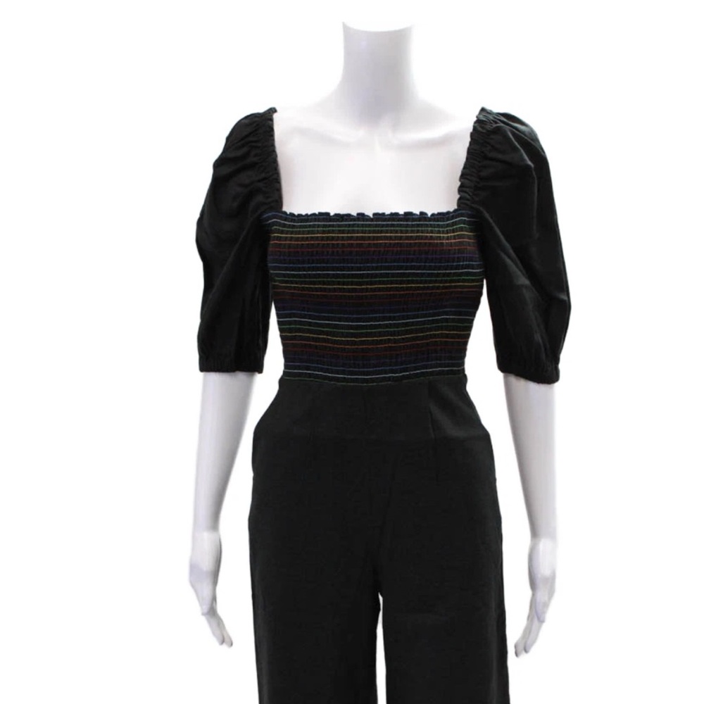 Something Navy Black Puff Sleeve Jumpsuit